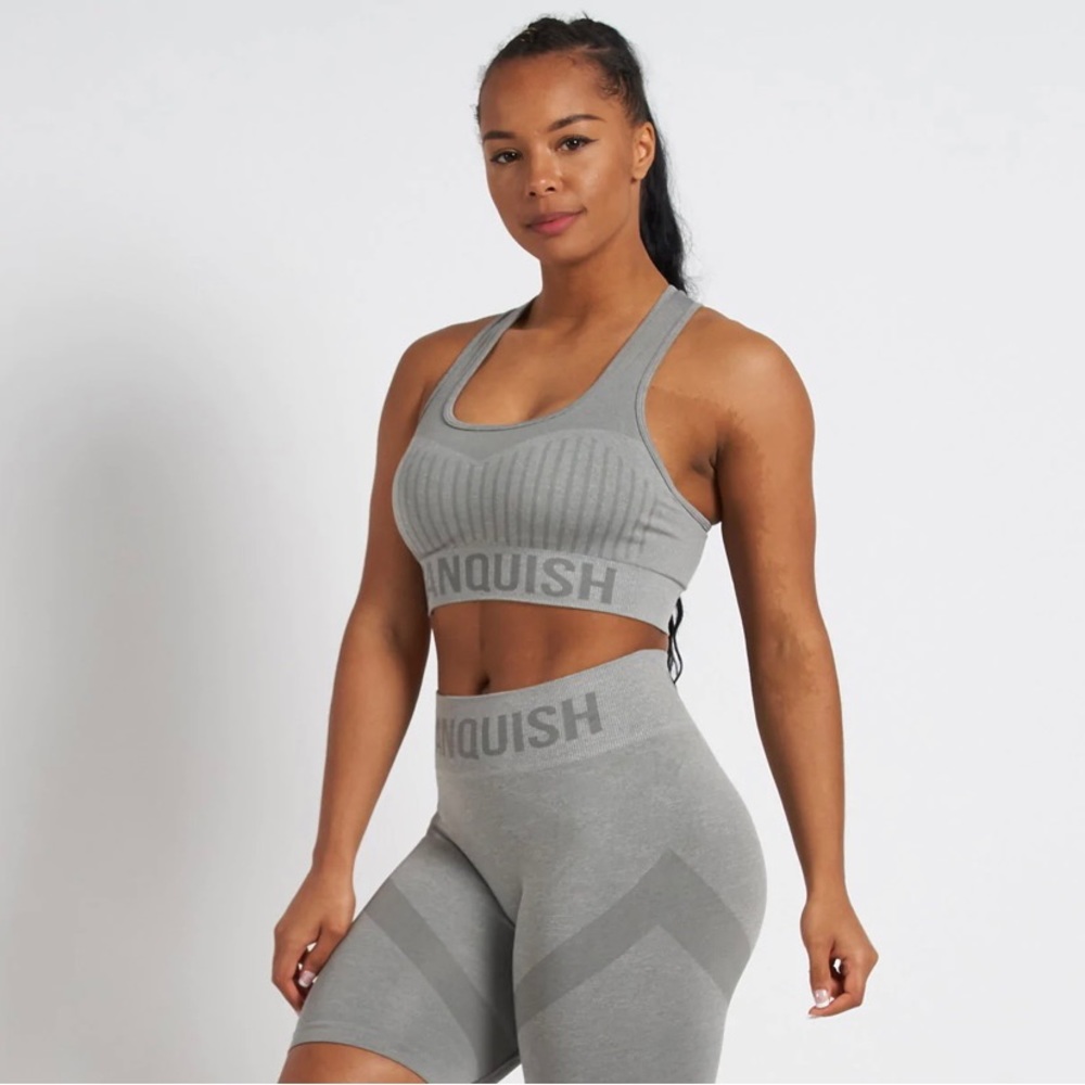 VQ Vanquish Fitness Allure Grey Seamless Sports Bra